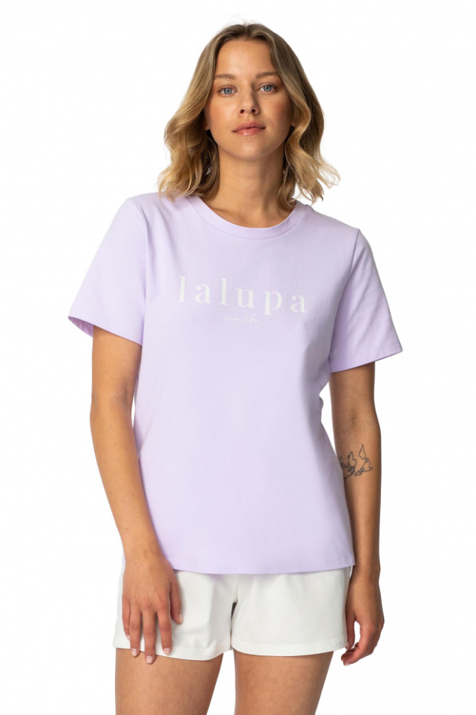 T-shirt damski koszulka z krótkim rękawem bawełniana wrzosowy